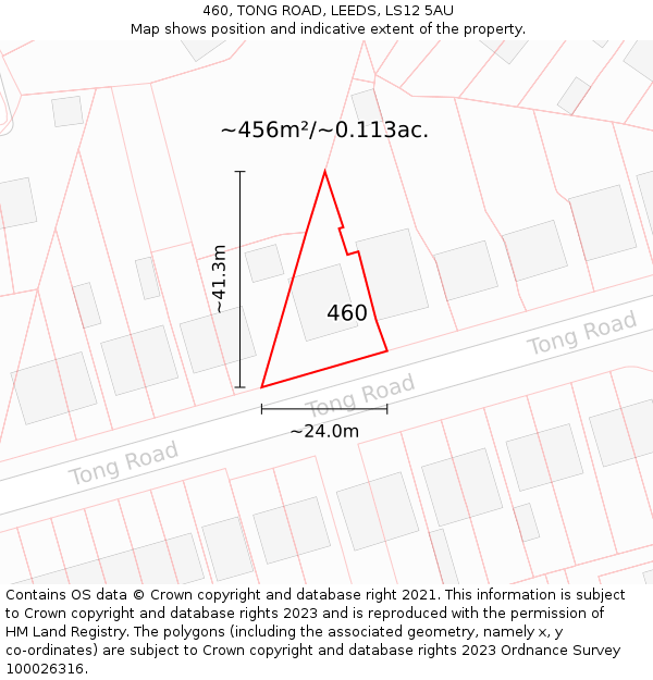 460, TONG ROAD, LEEDS, LS12 5AU: Plot and title map