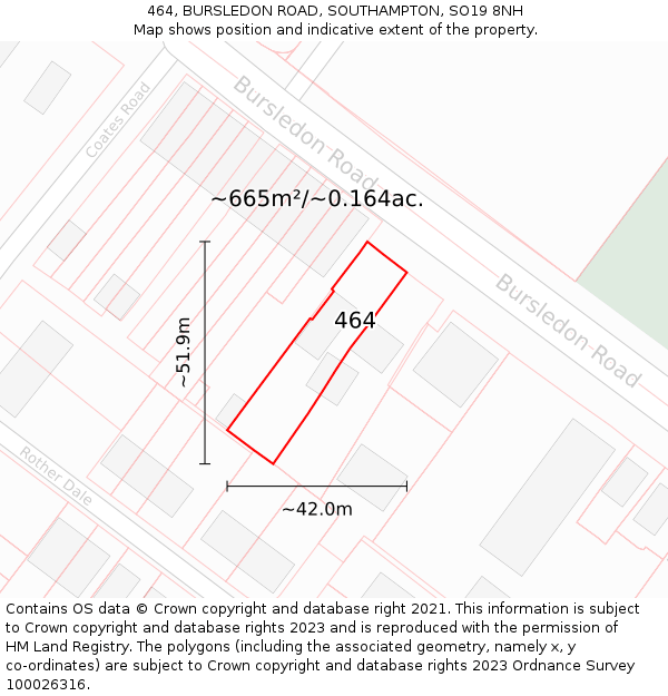 464, BURSLEDON ROAD, SOUTHAMPTON, SO19 8NH: Plot and title map