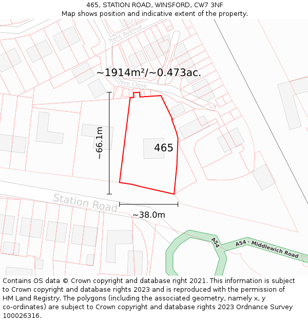 465, STATION ROAD, WINSFORD, CW7 3NF: Plot and title map