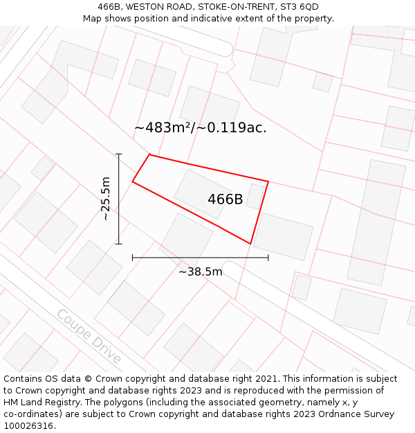 466B, WESTON ROAD, STOKE-ON-TRENT, ST3 6QD: Plot and title map