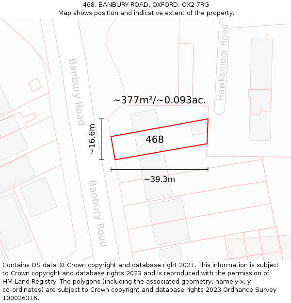 468, BANBURY ROAD, OXFORD, OX2 7RG: Plot and title map