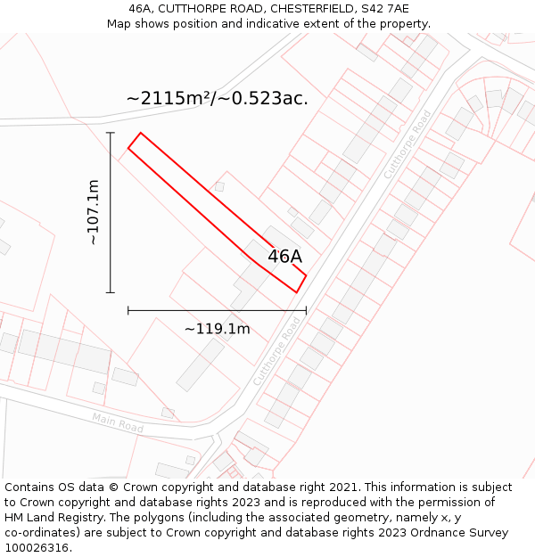 46A, CUTTHORPE ROAD, CHESTERFIELD, S42 7AE: Plot and title map