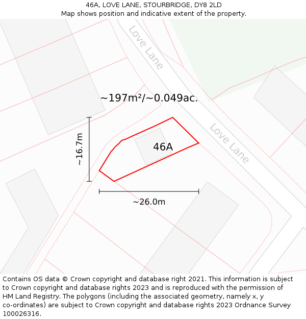 46A, LOVE LANE, STOURBRIDGE, DY8 2LD: Plot and title map