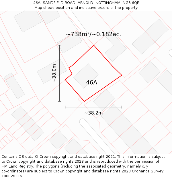 46A, SANDFIELD ROAD, ARNOLD, NOTTINGHAM, NG5 6QB: Plot and title map