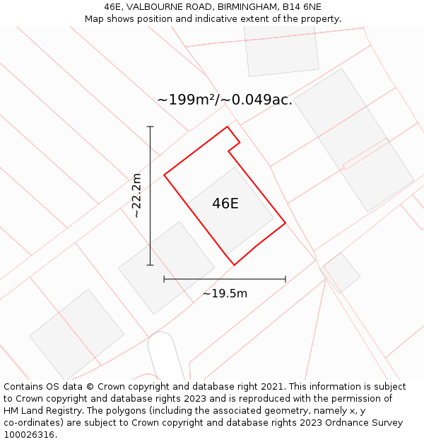 46E, VALBOURNE ROAD, BIRMINGHAM, B14 6NE: Plot and title map