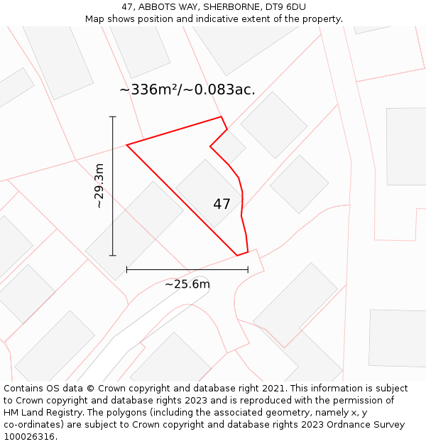 47, ABBOTS WAY, SHERBORNE, DT9 6DU: Plot and title map