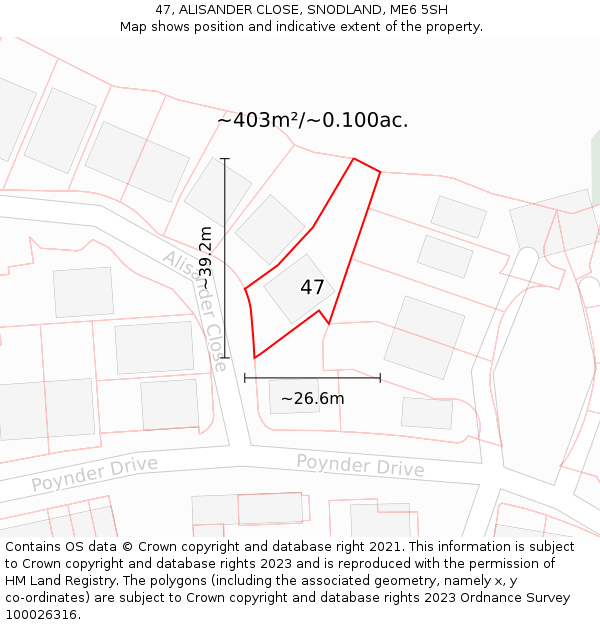 47, ALISANDER CLOSE, SNODLAND, ME6 5SH: Plot and title map