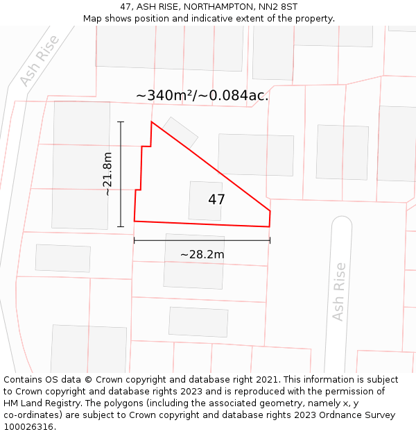 47, ASH RISE, NORTHAMPTON, NN2 8ST: Plot and title map