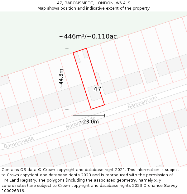 47, BARONSMEDE, LONDON, W5 4LS: Plot and title map