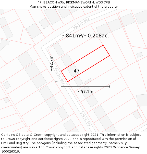 47, BEACON WAY, RICKMANSWORTH, WD3 7PB: Plot and title map