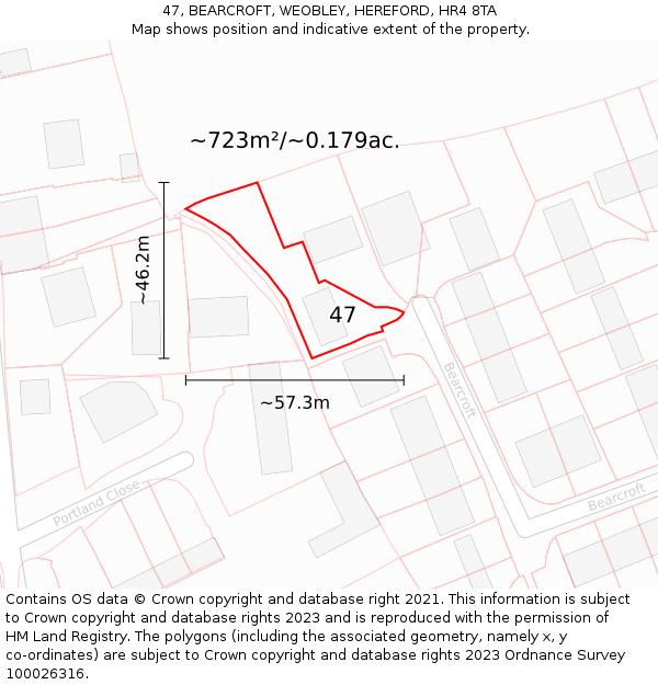 47, BEARCROFT, WEOBLEY, HEREFORD, HR4 8TA: Plot and title map