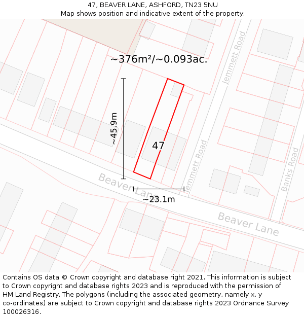 47, BEAVER LANE, ASHFORD, TN23 5NU: Plot and title map
