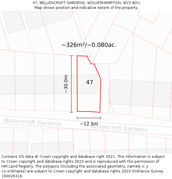 47, BELLENCROFT GARDENS, WOLVERHAMPTON, WV3 8DU: Plot and title map