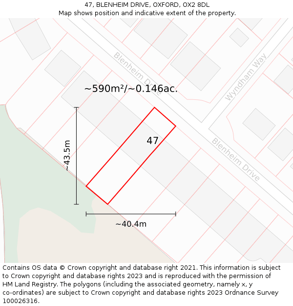 47, BLENHEIM DRIVE, OXFORD, OX2 8DL: Plot and title map