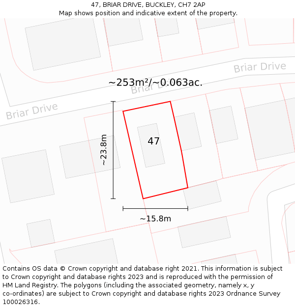 47, BRIAR DRIVE, BUCKLEY, CH7 2AP: Plot and title map