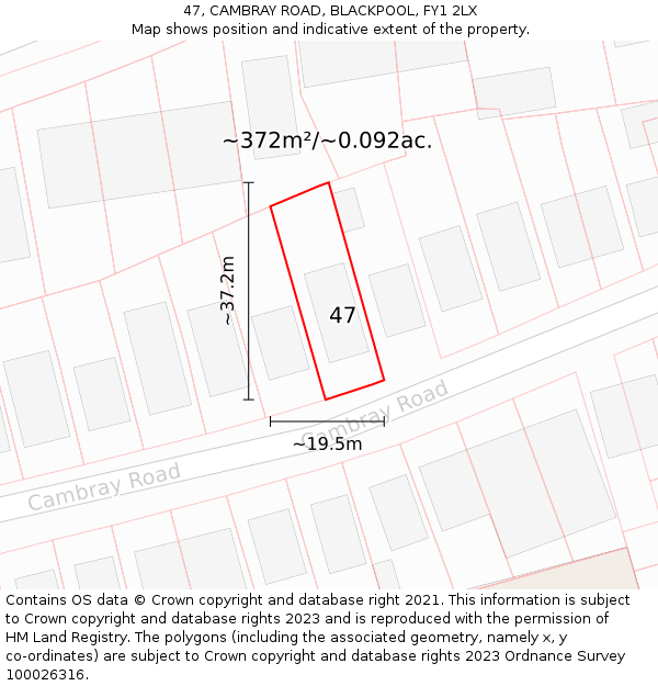 47, CAMBRAY ROAD, BLACKPOOL, FY1 2LX: Plot and title map