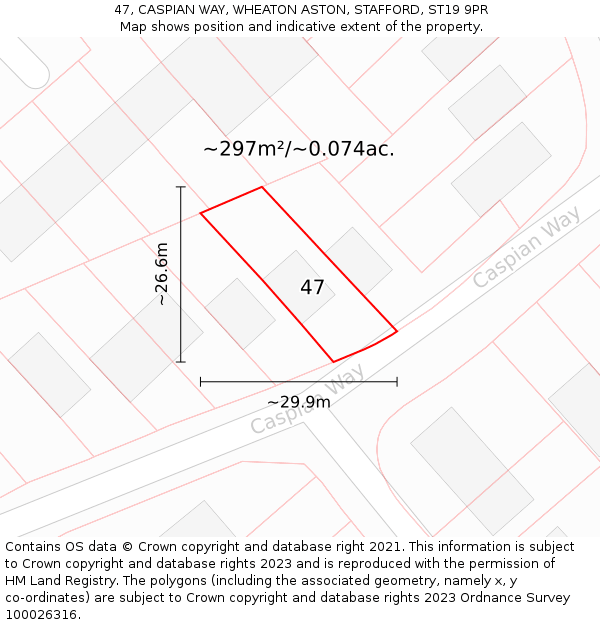 47, CASPIAN WAY, WHEATON ASTON, STAFFORD, ST19 9PR: Plot and title map