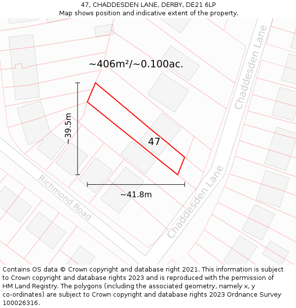 47, CHADDESDEN LANE, DERBY, DE21 6LP: Plot and title map