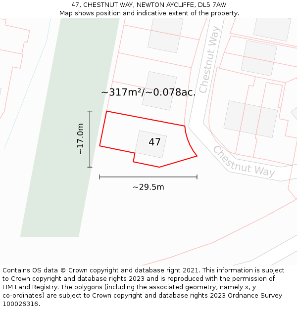 47, CHESTNUT WAY, NEWTON AYCLIFFE, DL5 7AW: Plot and title map