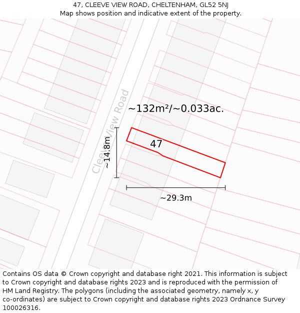 47, CLEEVE VIEW ROAD, CHELTENHAM, GL52 5NJ: Plot and title map