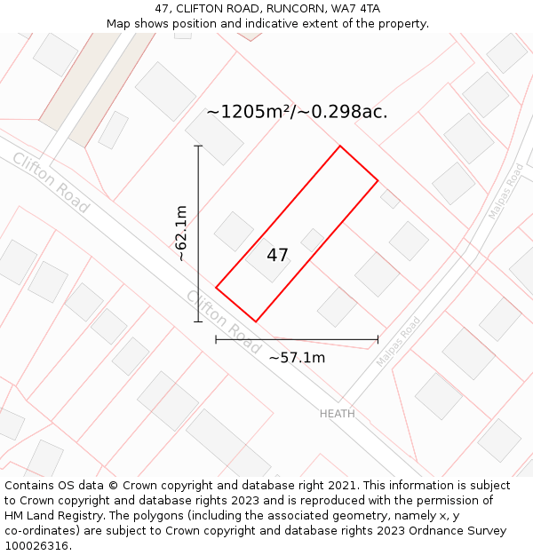 47, CLIFTON ROAD, RUNCORN, WA7 4TA: Plot and title map