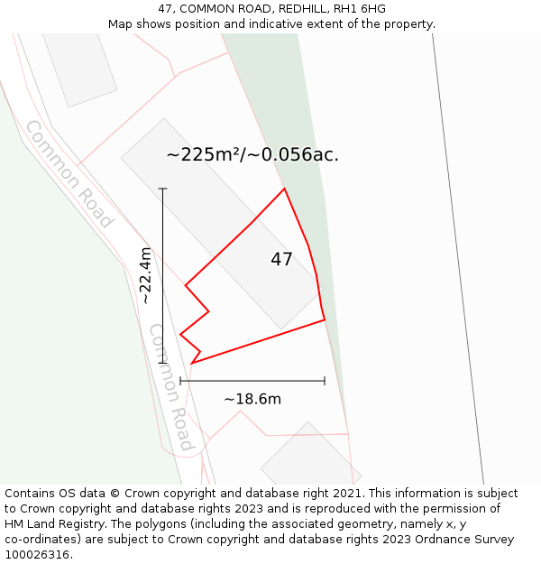 47, COMMON ROAD, REDHILL, RH1 6HG: Plot and title map