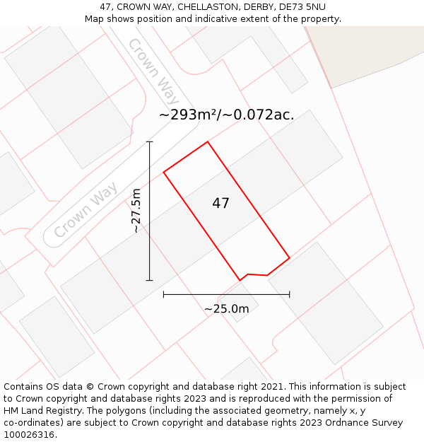 47, CROWN WAY, CHELLASTON, DERBY, DE73 5NU: Plot and title map