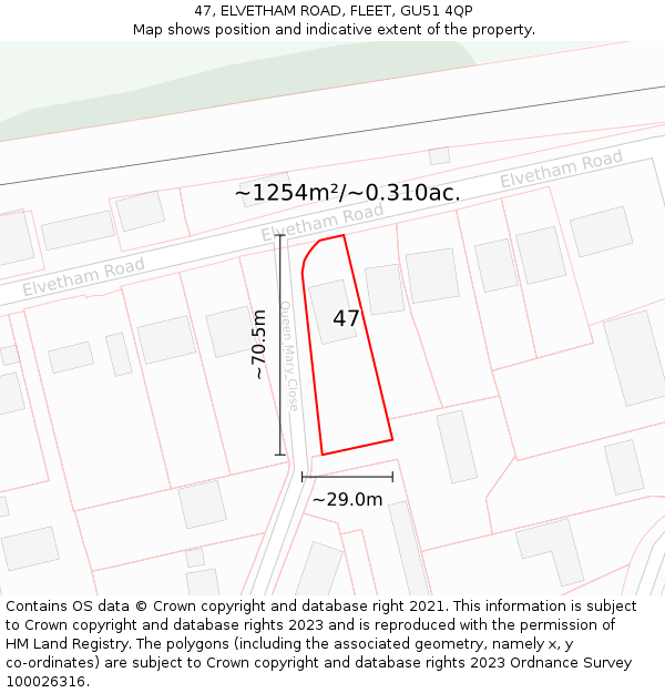 47, ELVETHAM ROAD, FLEET, GU51 4QP: Plot and title map