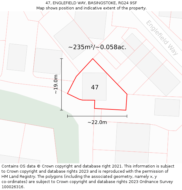 47, ENGLEFIELD WAY, BASINGSTOKE, RG24 9SF: Plot and title map