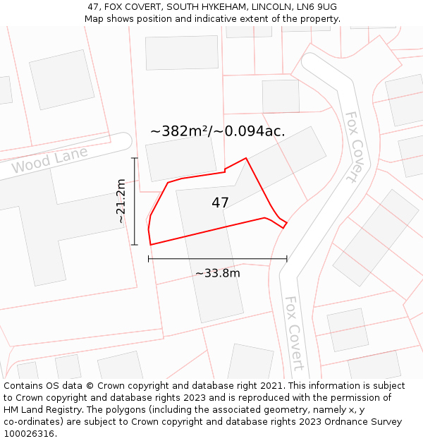 47, FOX COVERT, SOUTH HYKEHAM, LINCOLN, LN6 9UG: Plot and title map