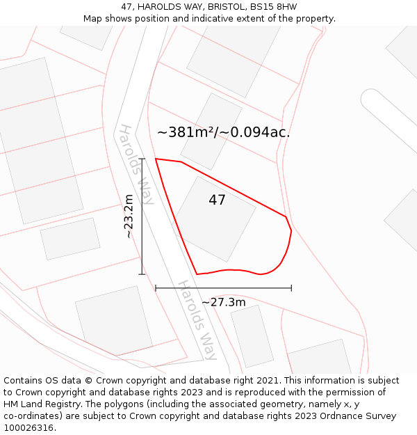 47, HAROLDS WAY, BRISTOL, BS15 8HW: Plot and title map