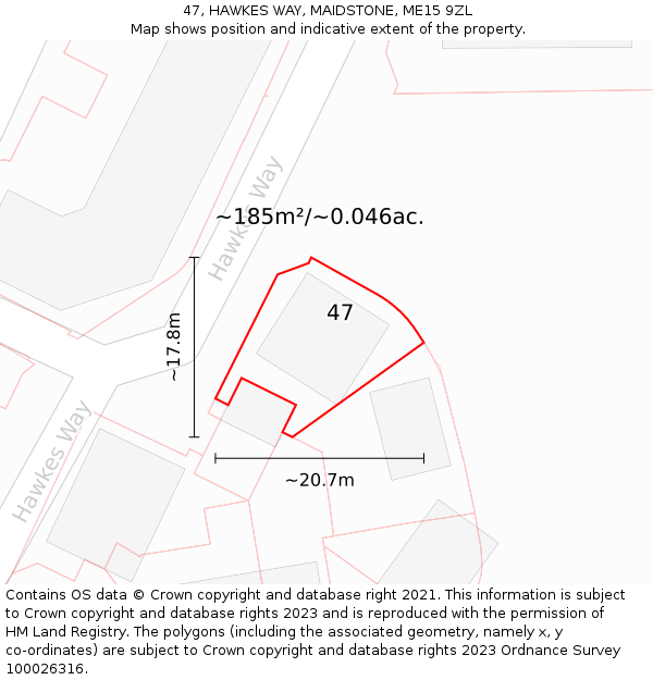 47, HAWKES WAY, MAIDSTONE, ME15 9ZL: Plot and title map