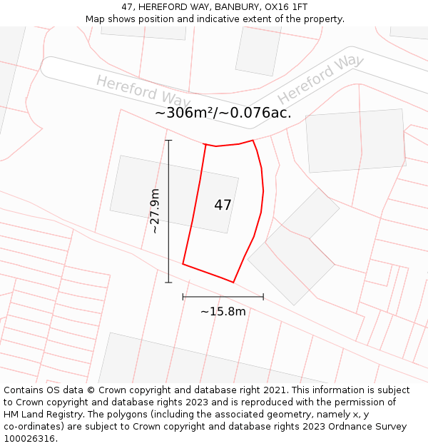 47, HEREFORD WAY, BANBURY, OX16 1FT: Plot and title map