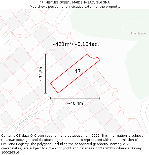 47, HEYNES GREEN, MAIDENHEAD, SL6 3NA: Plot and title map