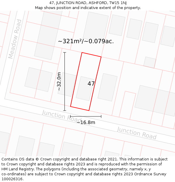 47, JUNCTION ROAD, ASHFORD, TW15 1NJ: Plot and title map