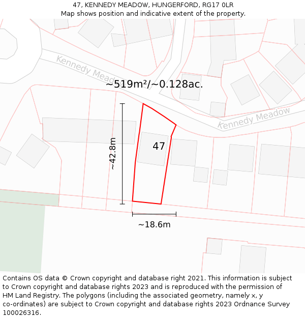 47, KENNEDY MEADOW, HUNGERFORD, RG17 0LR: Plot and title map