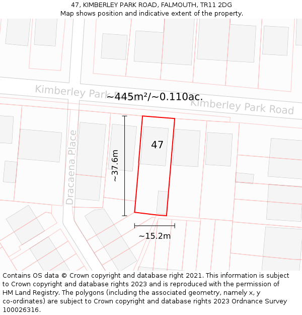 47, KIMBERLEY PARK ROAD, FALMOUTH, TR11 2DG: Plot and title map