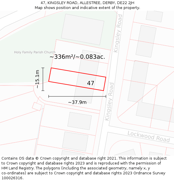 47, KINGSLEY ROAD, ALLESTREE, DERBY, DE22 2JH: Plot and title map
