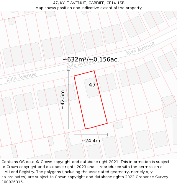 47, KYLE AVENUE, CARDIFF, CF14 1SR: Plot and title map