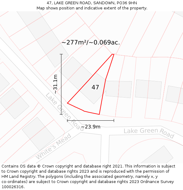 47, LAKE GREEN ROAD, SANDOWN, PO36 9HN: Plot and title map