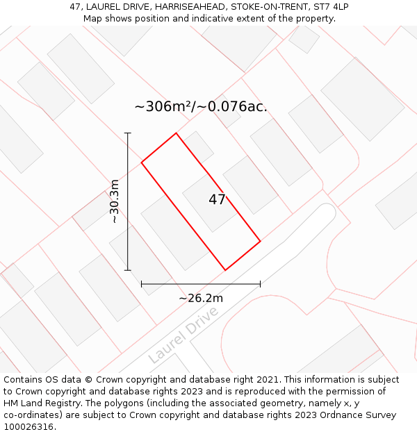 47, LAUREL DRIVE, HARRISEAHEAD, STOKE-ON-TRENT, ST7 4LP: Plot and title map