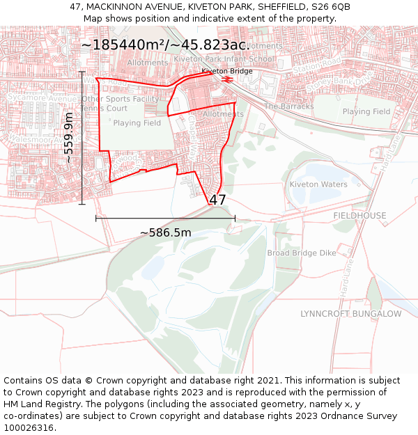 47, MACKINNON AVENUE, KIVETON PARK, SHEFFIELD, S26 6QB: Plot and title map