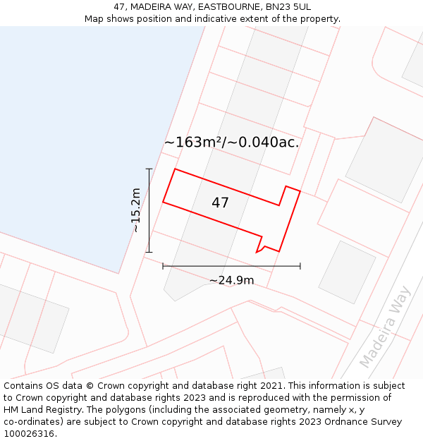 47, MADEIRA WAY, EASTBOURNE, BN23 5UL: Plot and title map