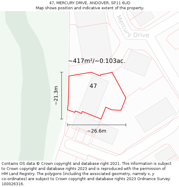 47, MERCURY DRIVE, ANDOVER, SP11 6UD: Plot and title map