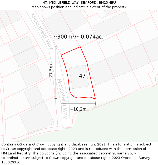 47, MICKLEFIELD WAY, SEAFORD, BN25 4EU: Plot and title map