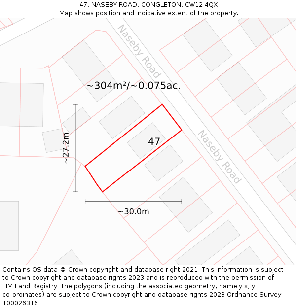 47, NASEBY ROAD, CONGLETON, CW12 4QX: Plot and title map