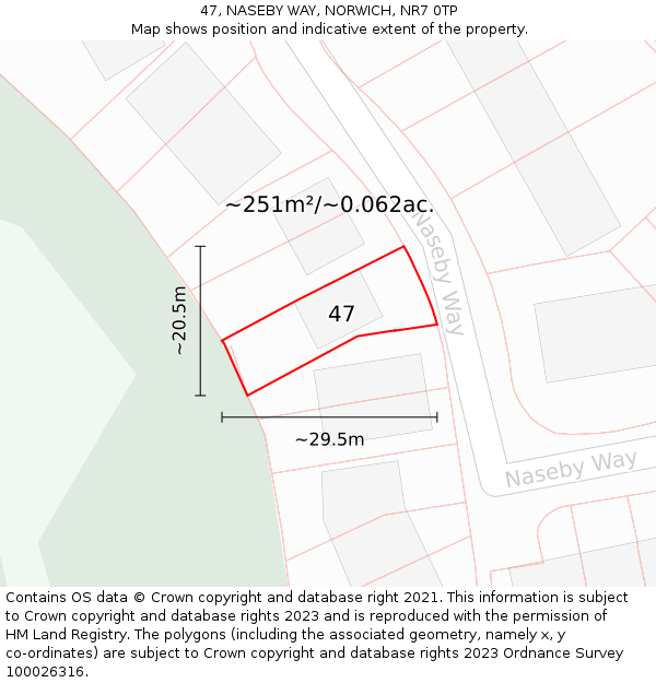 47, NASEBY WAY, NORWICH, NR7 0TP: Plot and title map