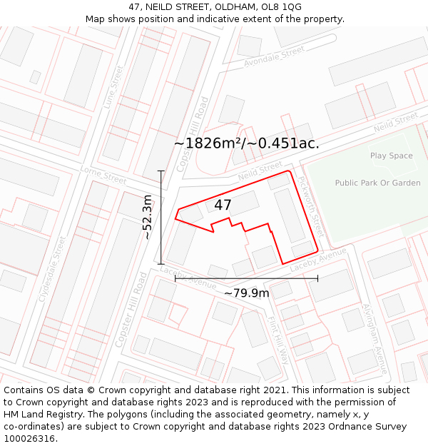 47, NEILD STREET, OLDHAM, OL8 1QG: Plot and title map