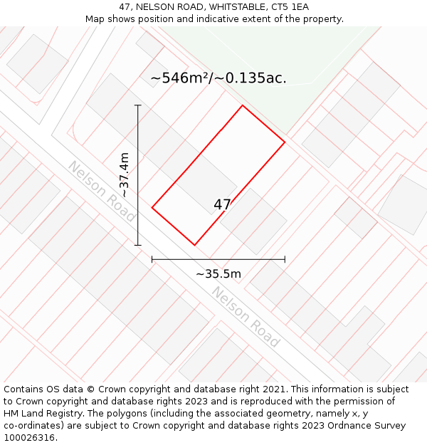 47, NELSON ROAD, WHITSTABLE, CT5 1EA: Plot and title map