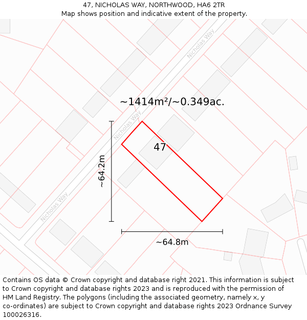 47, NICHOLAS WAY, NORTHWOOD, HA6 2TR: Plot and title map